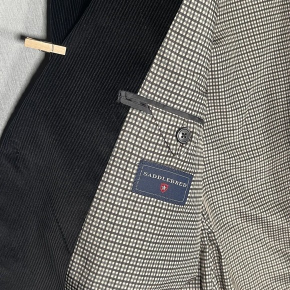 NWT Saddlebred 44R Corduroy Cotton Sport Coat Blazer Jacket Solid Black 2 Button - Picture 6 of 10